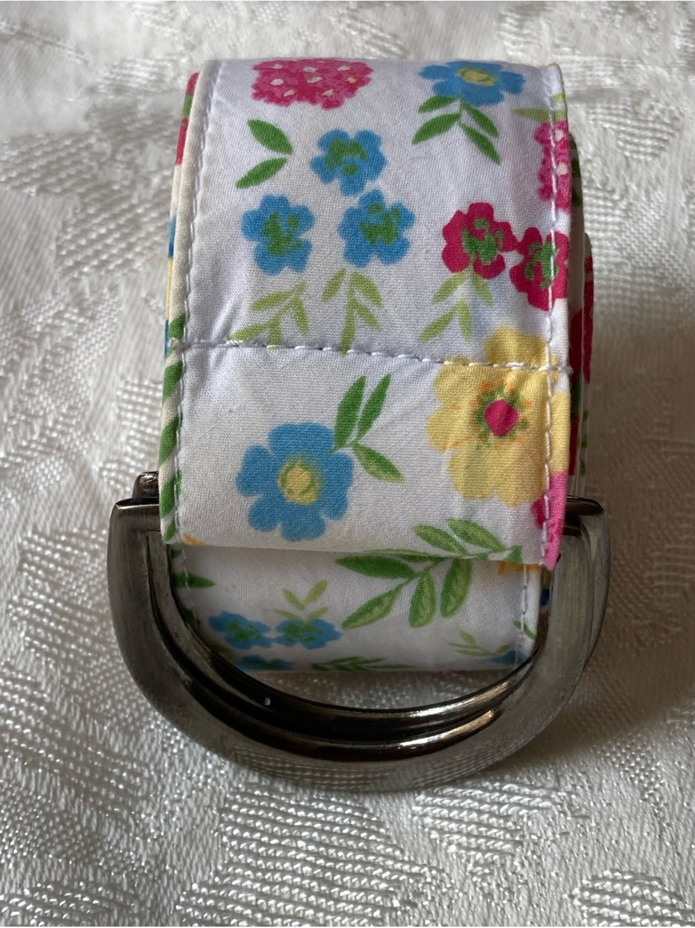 L.L.Bean White Floral Belt Size M/L